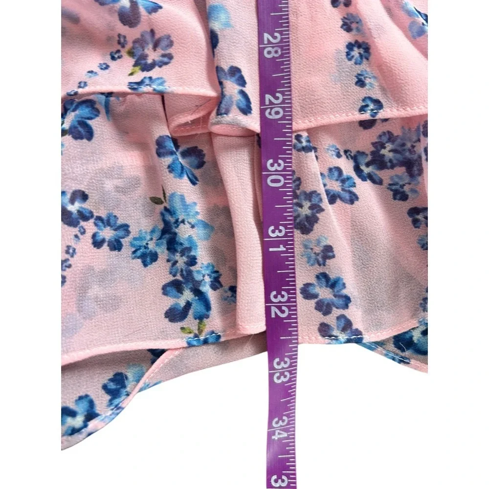 Misa Elle Kids Pink Blue Floral Long Sleeve Ruffle Tiered Dress Size 16‎